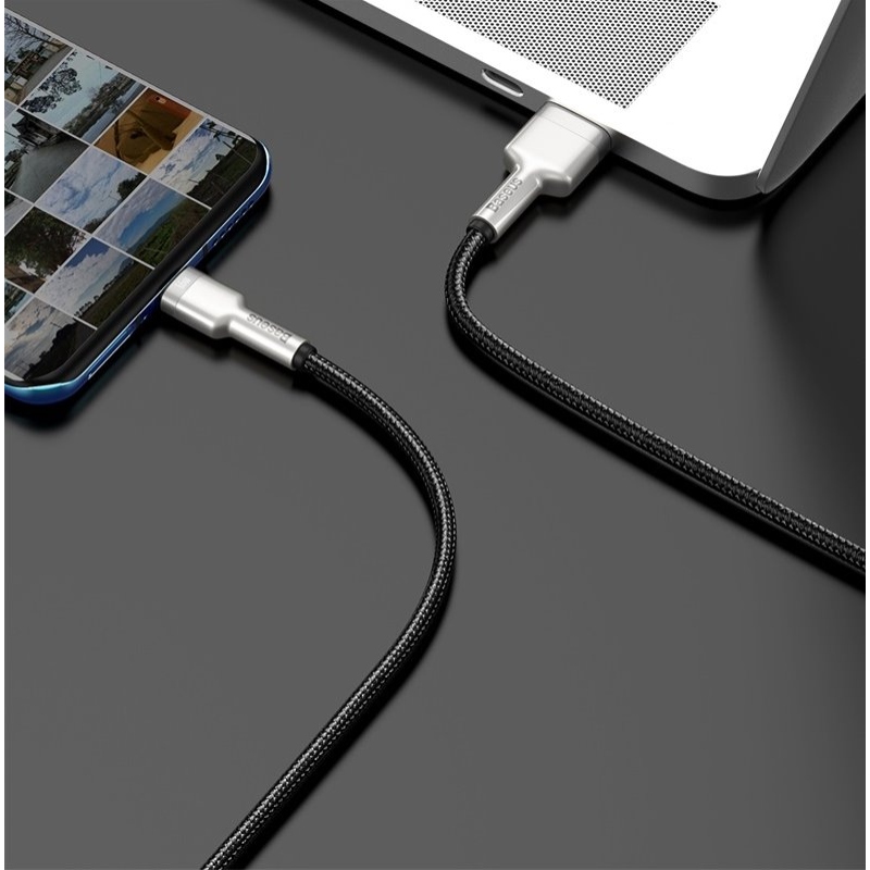 Baseus Cafule Metal sorozatú adatkábel USB-USB-C 66W 1m fekete
