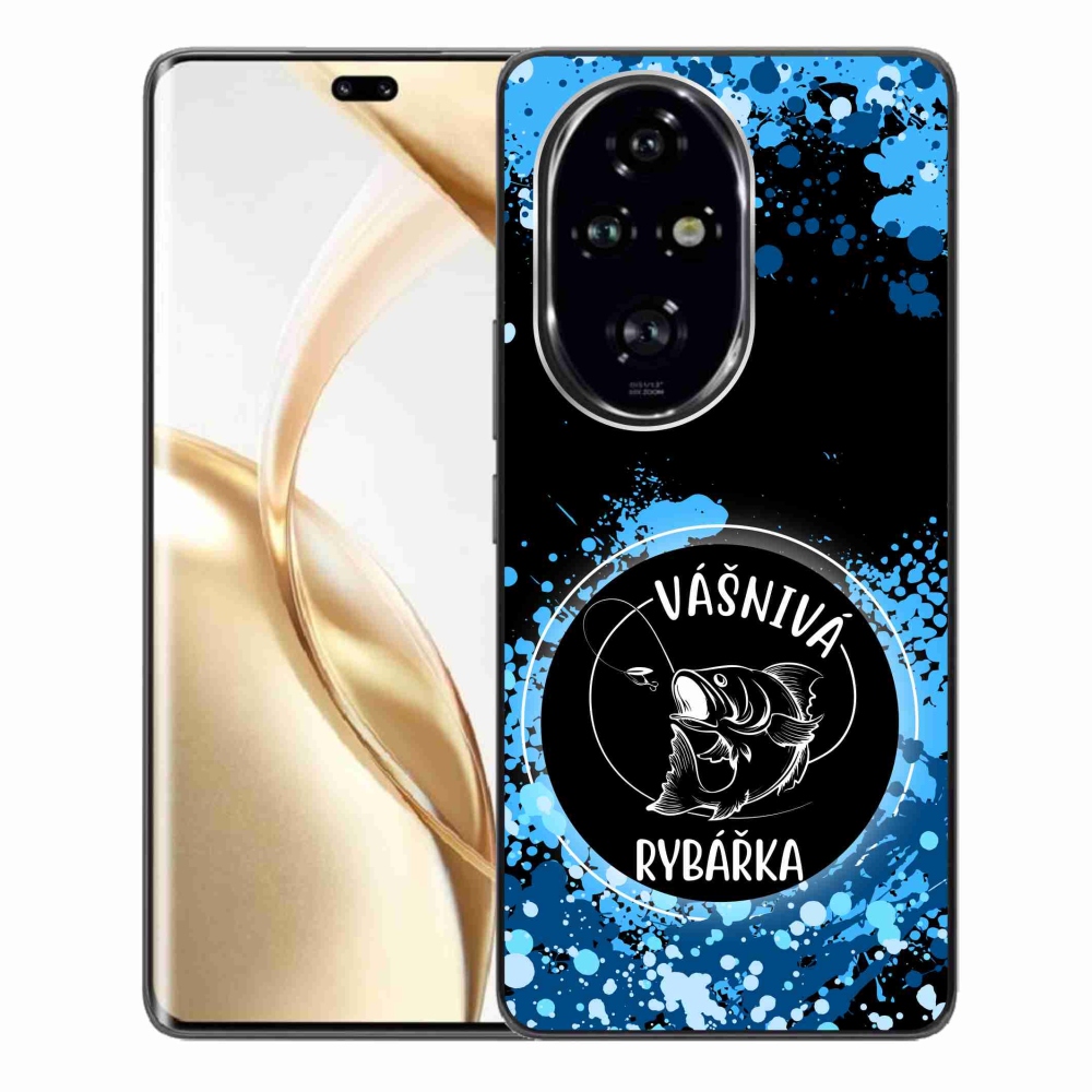 Gél borító mmCase a Honor 200 Pro 5G számára - szenvedélyes halásznő fekete háttérrel