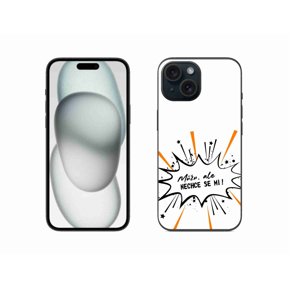 Gél borító mmCase iPhone 15 készülékhez - vicces szöveg 11 fehér háttér