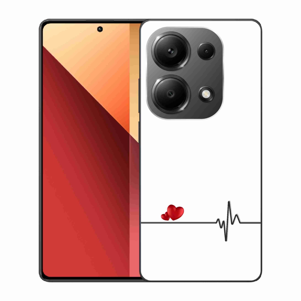 Gél borítás mmCase a Xiaomi Redmi Note 13 Pro 4G/Poco M6 Pro számára - szív és szívverés fehér háttérrel