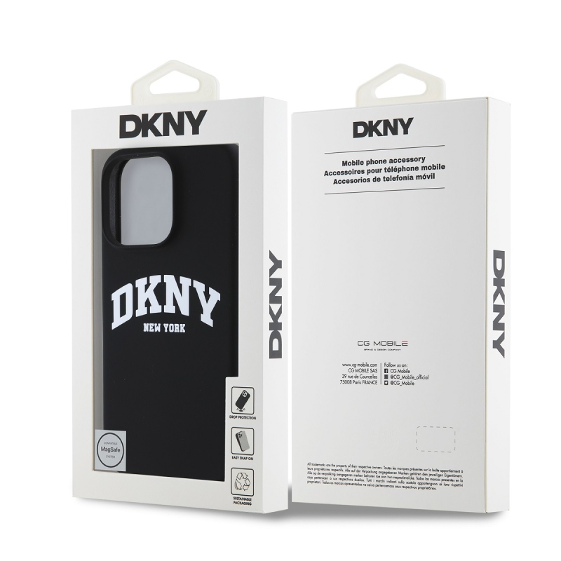 DKNY Liquid Silicone Arch Logo MagSafe hátlap iPhone 16 Pro Max-hoz fekete