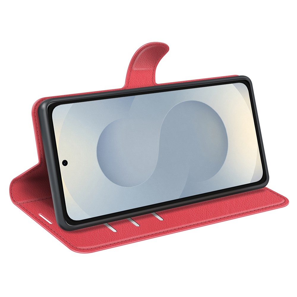 Litchi könyv tok Samsung Galaxy S25 Edge készülékhez - piros