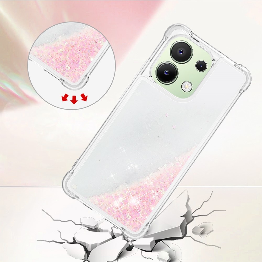 Glitter zselés homokóra tok Xiaomi Redmi Note 13-hoz - rózsaszín/csillagok