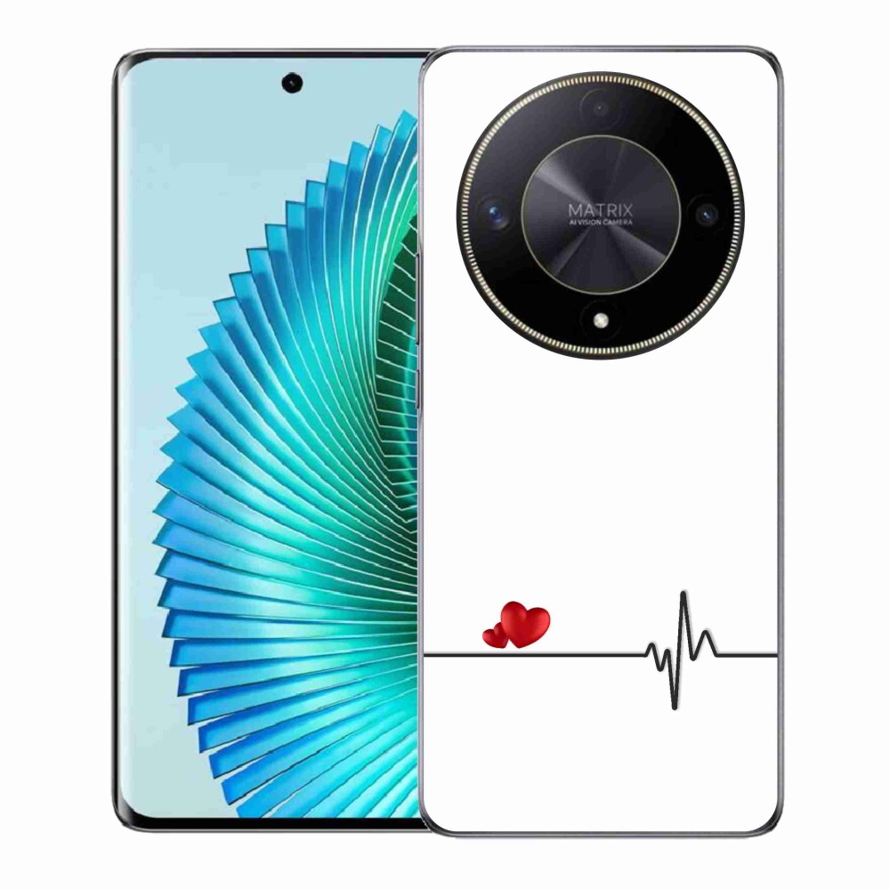 Gél borító mmCase a Honor Magic 6 Lite 5G készülékhez - szív és szívverés fehér háttérrel
