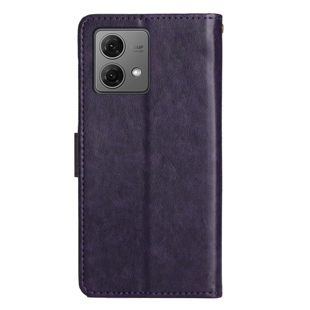 Virágok könyv tok Motorola Moto G85 5G - sötét lila