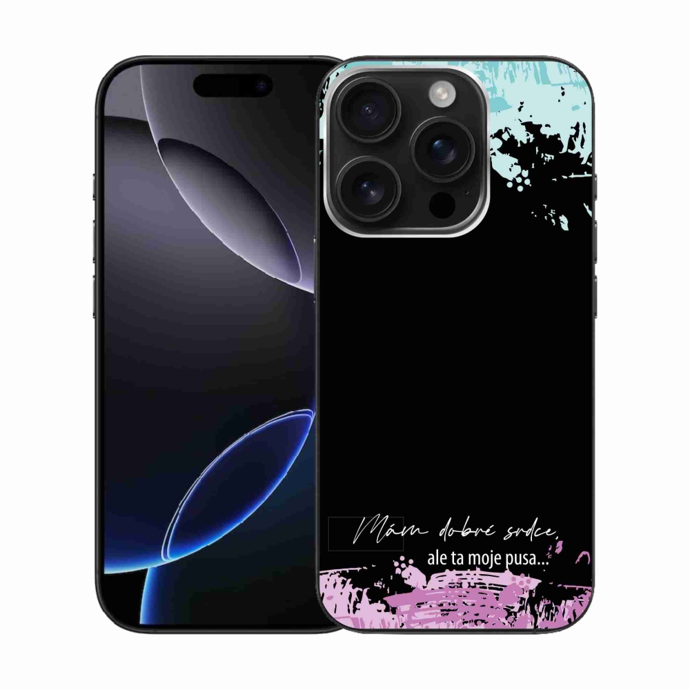 Gél borítás mmCase iPhone 16 Pro készülékhez - vicces szöveg 3 fekete háttér