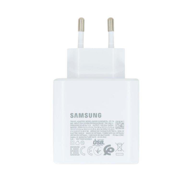 EP-TA845EWE Samsung Quickcharge USB-C 45W-os utazási töltő fehér (OOB Bulk)