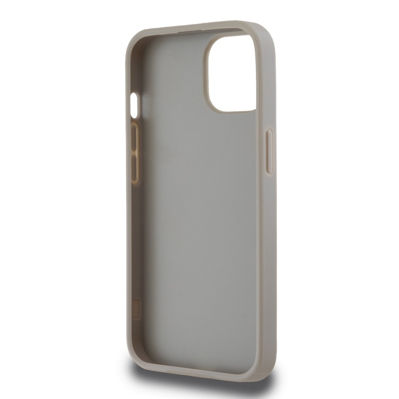 DKNY PU bőr kockás mintás és csíkos hátlapi borító iPhone 12/12 Pro bézs színű készülékhez