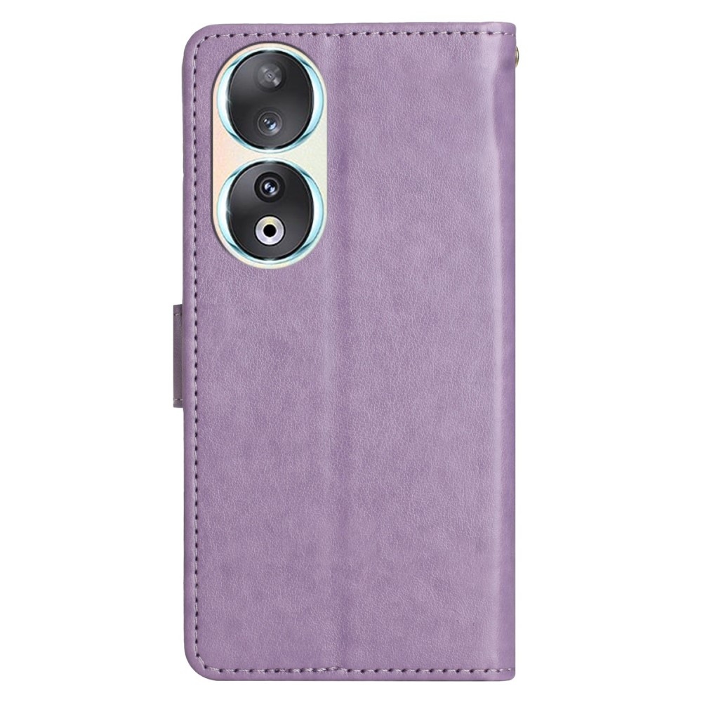 Virágok könyvtáska a Honor 90-hez - világos lila