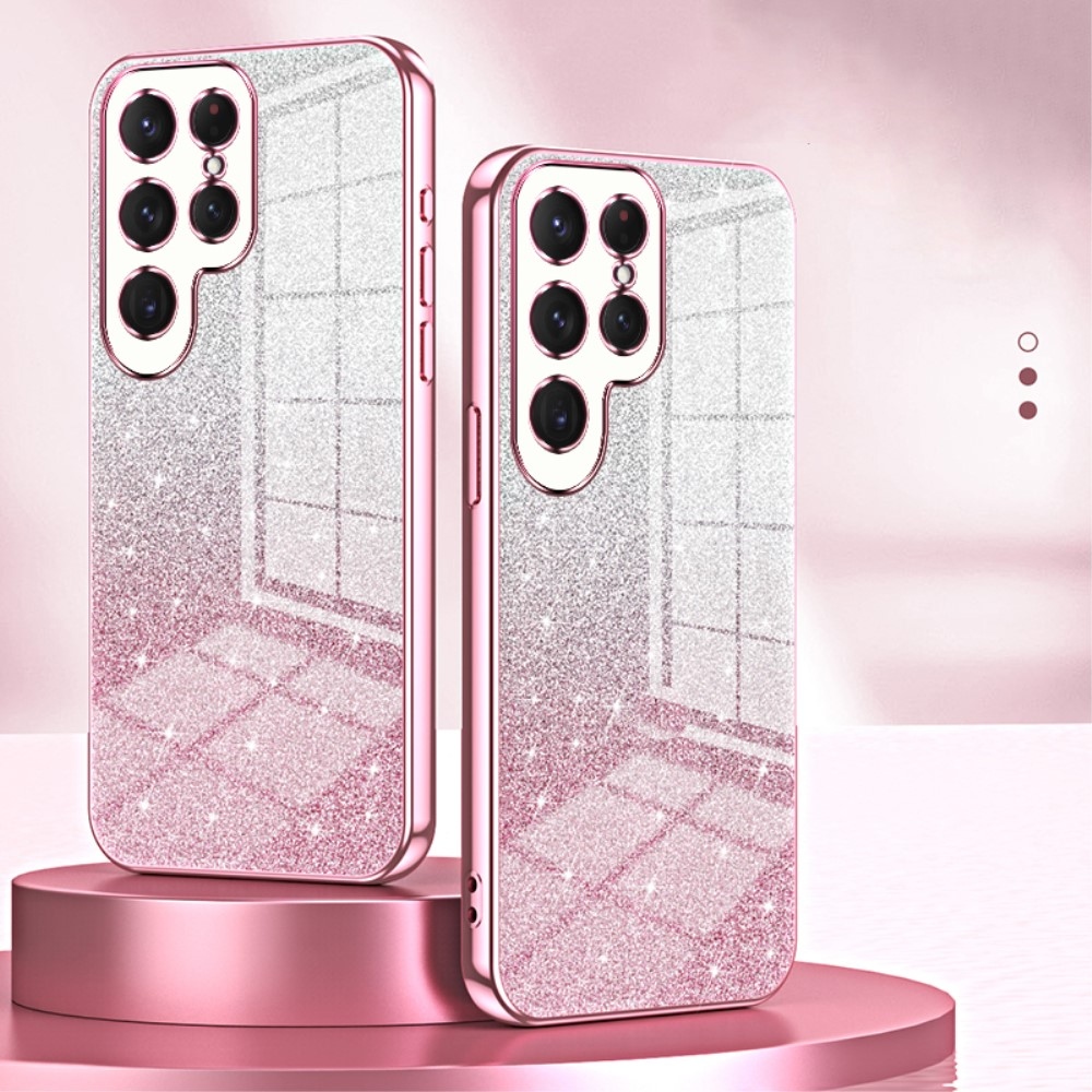 Vágott zselés csillámos tok Samsung Galaxy S24 Ultra - rózsaszín