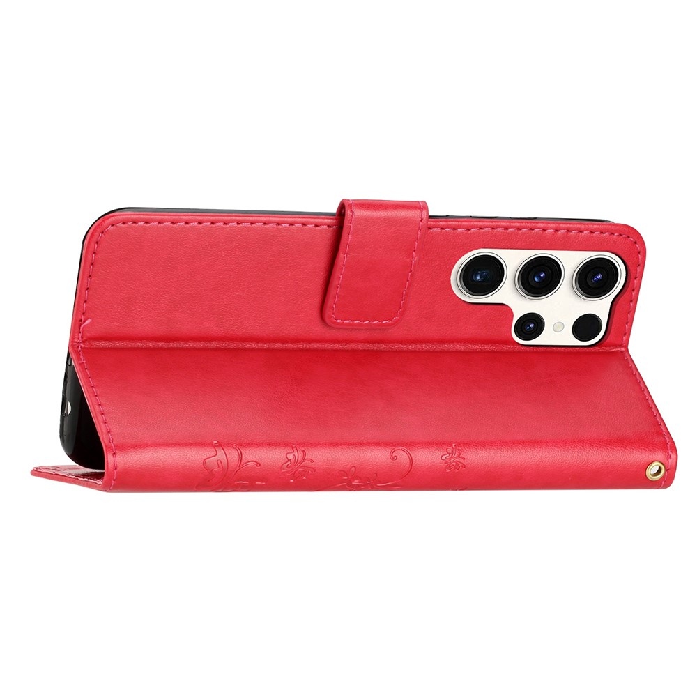 Virágok könyv tok Samsung Galaxy S25 Ultra készülékhez - piros