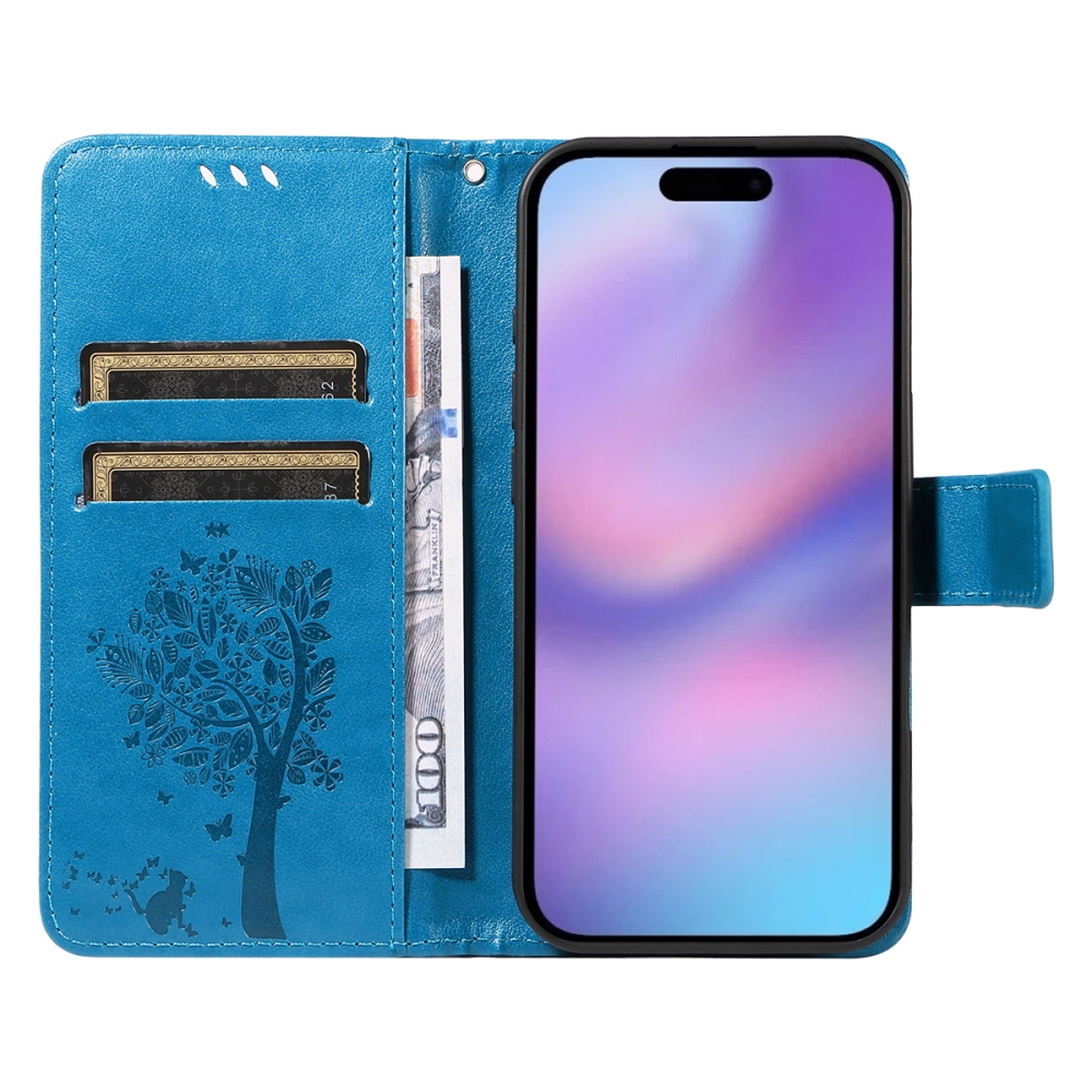 Fák könyvtáska iPhone 17 készülékhez - kék