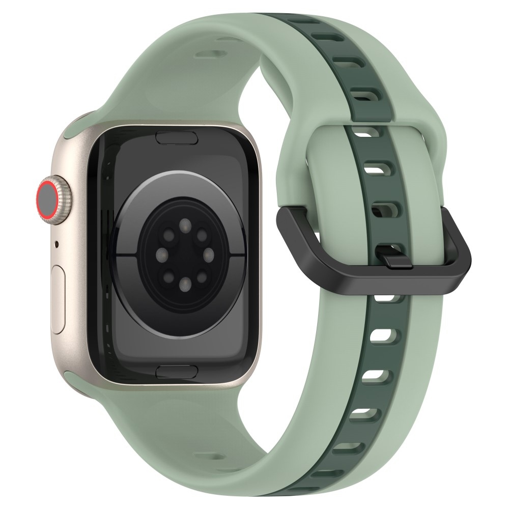 Szíj szilikon szíj Apple Watch Ultra/Ultra 2 49mm/SE/SE 2022/2023 44mm/9/8/7 45mm/6/5/4 44mm/3/2/1 42 mm-es órához - zöld/sötétzöld színű