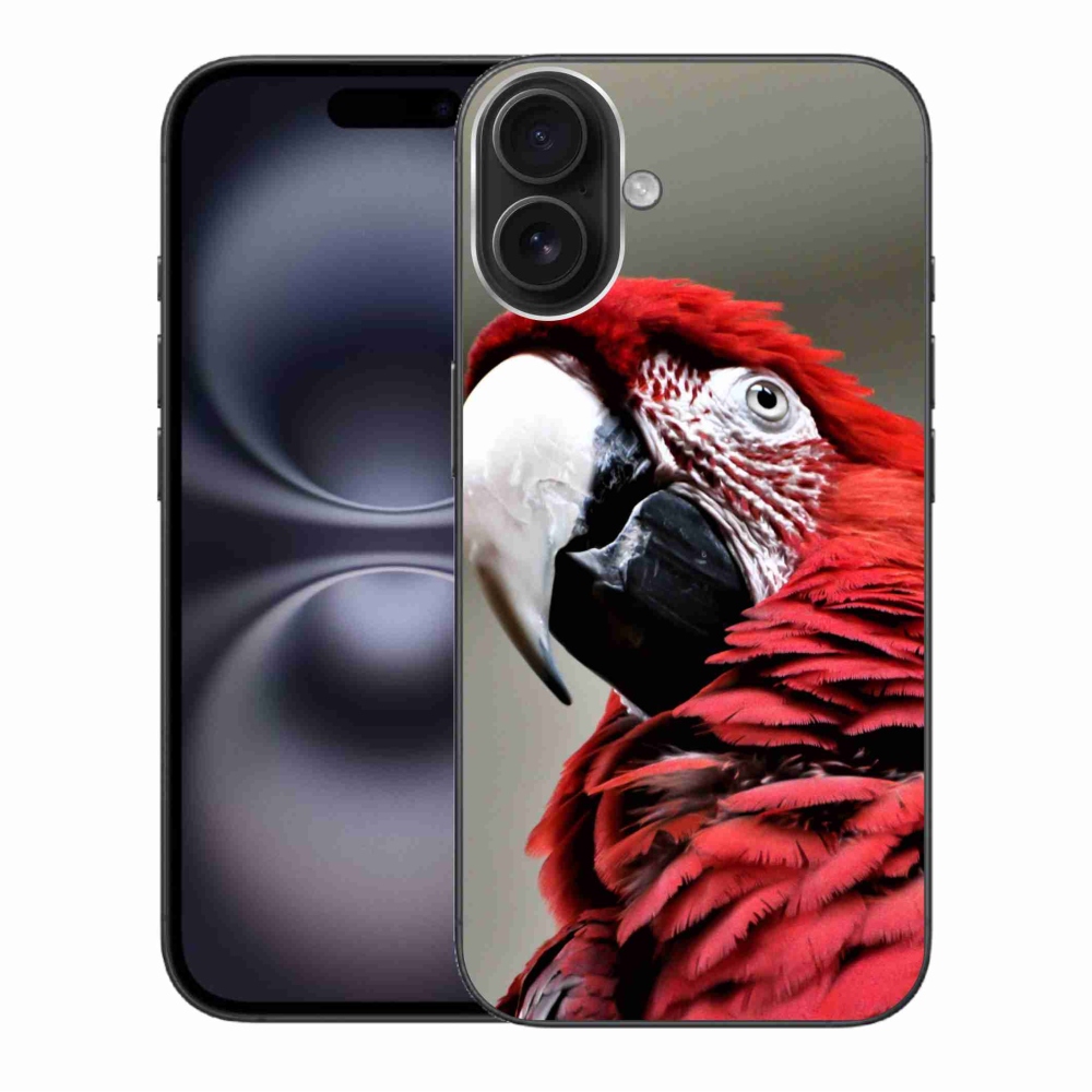 Gél tok mmCase iPhone 16 Plus készülékhez - papagáj ara piros