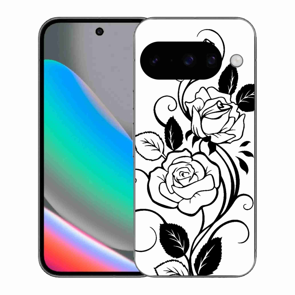 Zselés borítás mmCase a Google Pixel 10 számára - fekete és fehér rózsa