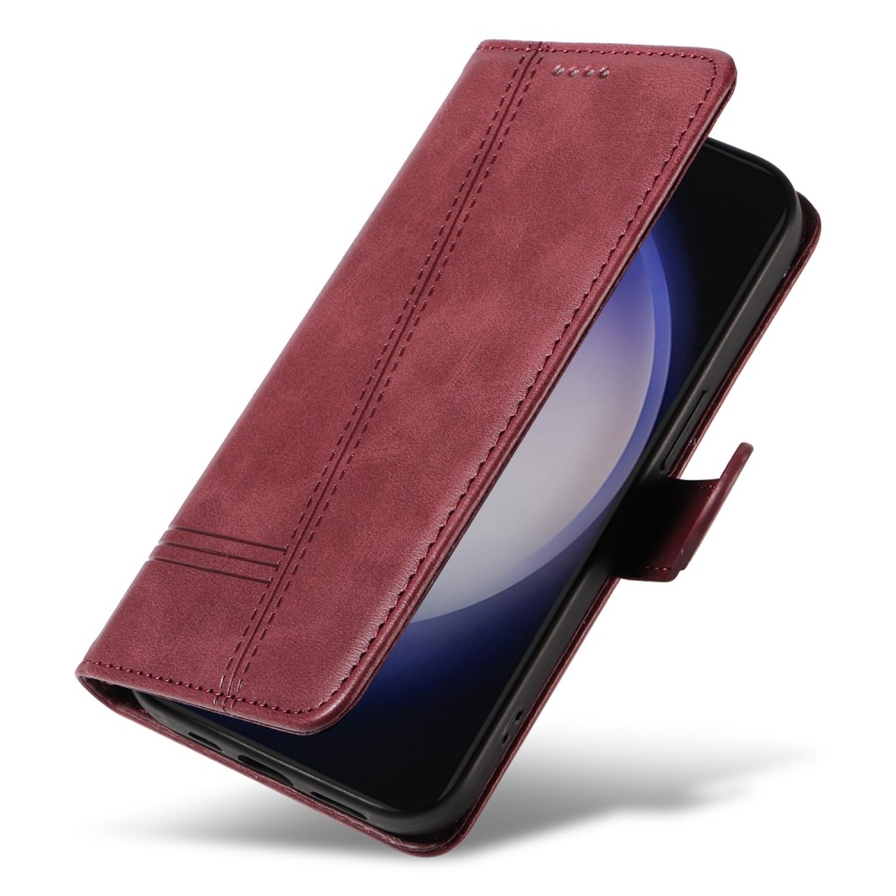 Póló alakú könyvtáska Samsung Galaxy S24+/S25+ készülékhez - bordó színű