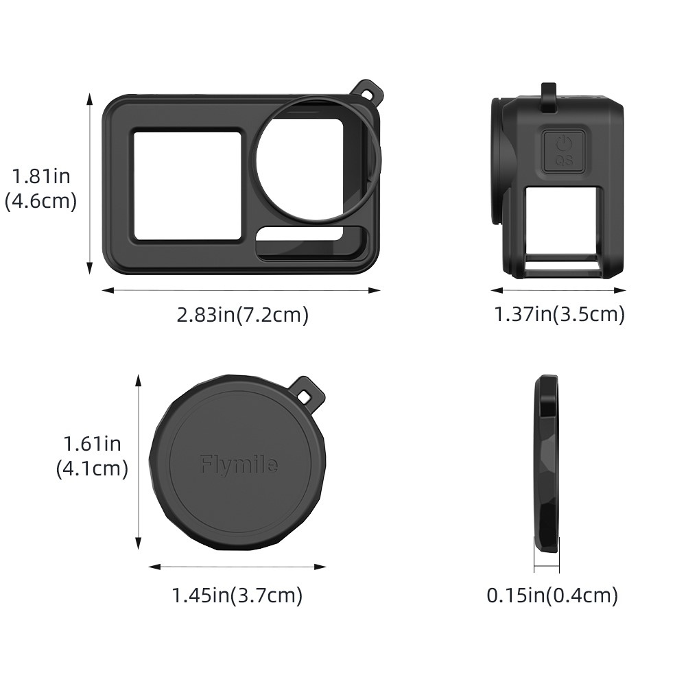 FLYMILE szilikon védőtok lencsevédővel DJI Osmo Action 5 Pro-hoz - fekete