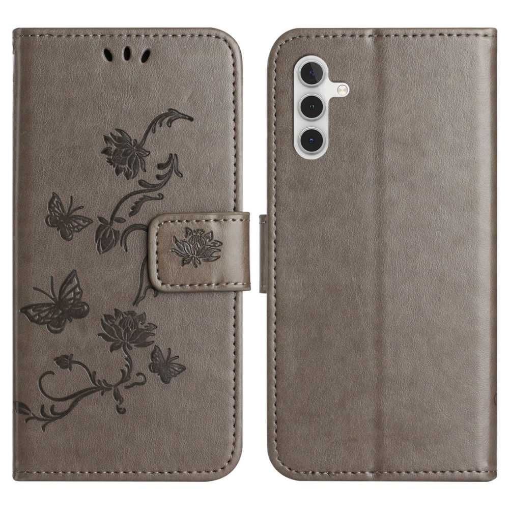 Virágos könyvtáska Samsung Galaxy A36 5G - szürke