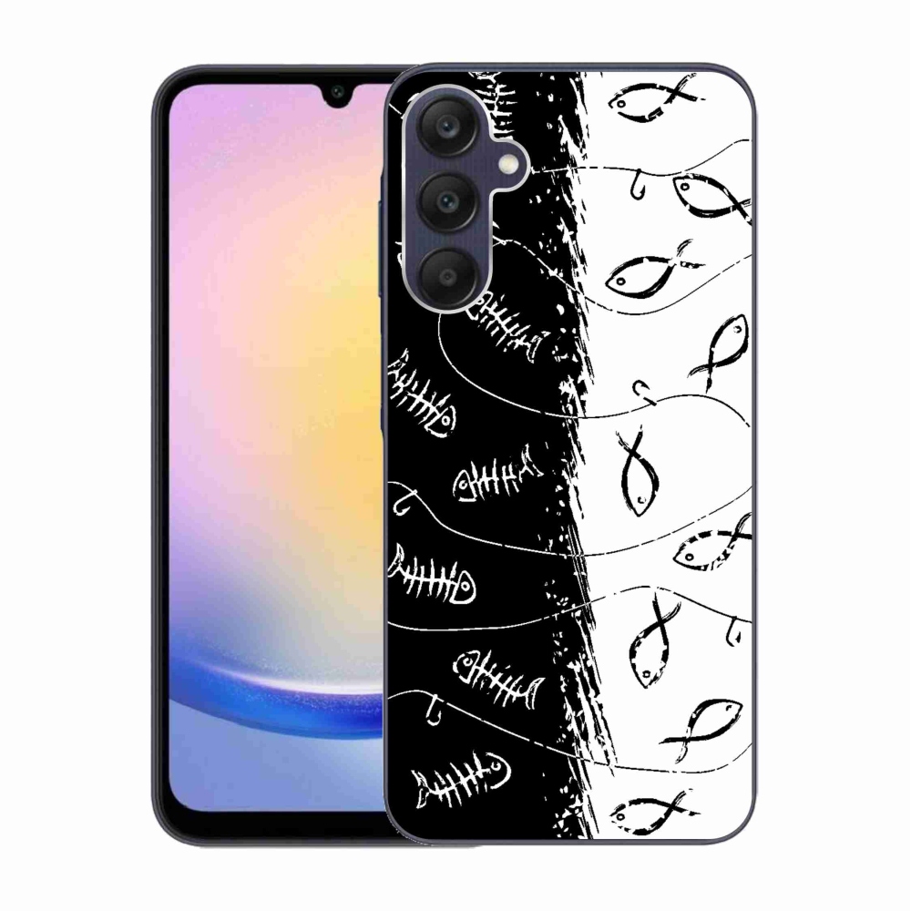 Gél borító mmCase Samsung Galaxy A25 5G - csontvázak és halak számára