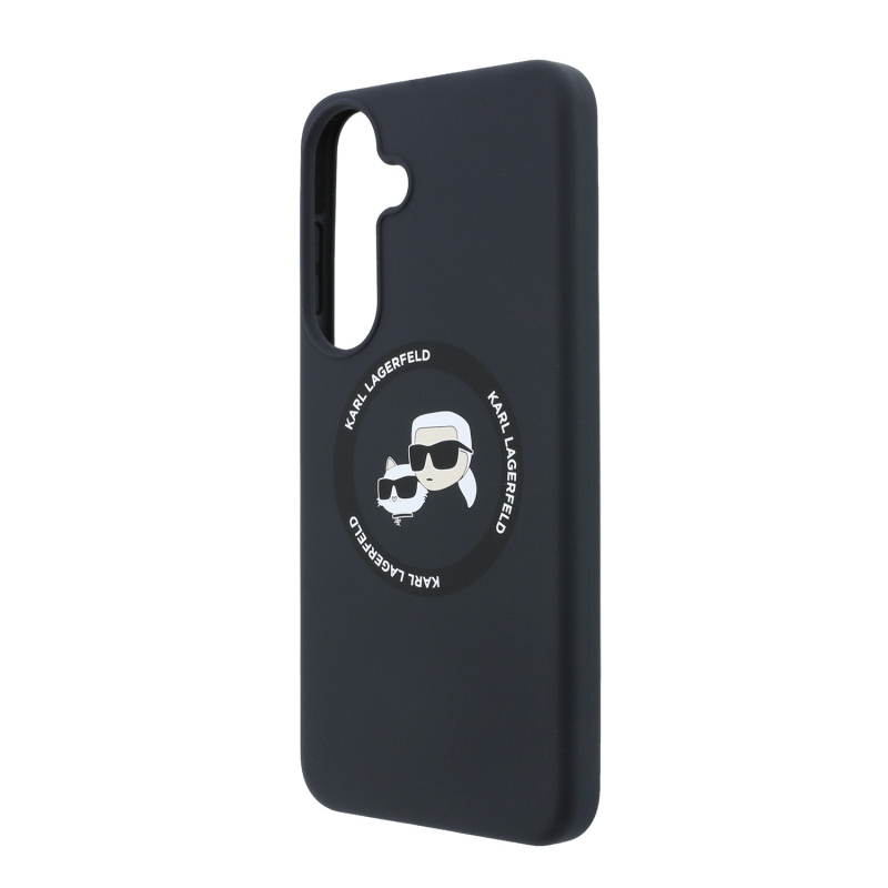 Karl Lagerfeld folyékony szilikon, kétoldalas, mágneses hátlap a Samsung Galaxy S26 FE-hez, fekete