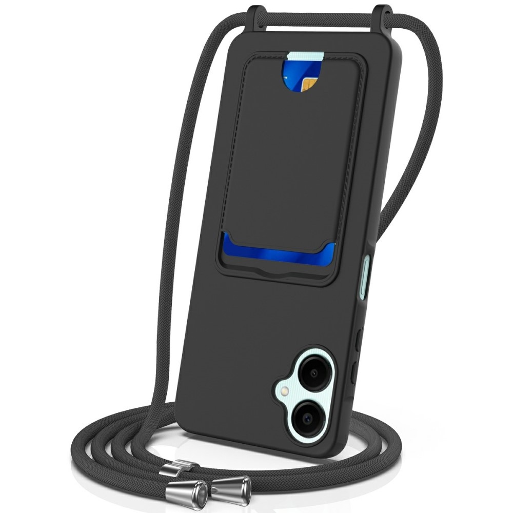 Zsinórral ellátott zselés tok Samsung Galaxy A06 4G kártyához - fekete