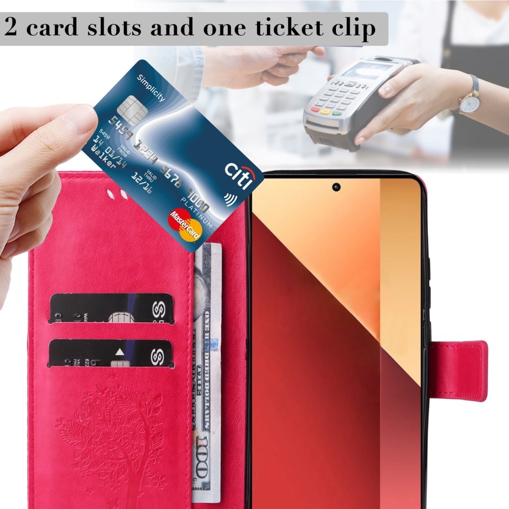 Fák könyv tokja Xiaomi Redmi Note 13 Pro 4G/Poco M6 Pro - rózsaszínű