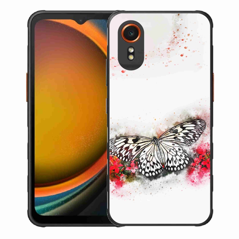 Zselés borítás mmCase Samsung Galaxy Xcover 7 - fekete-fehér pillangóhoz