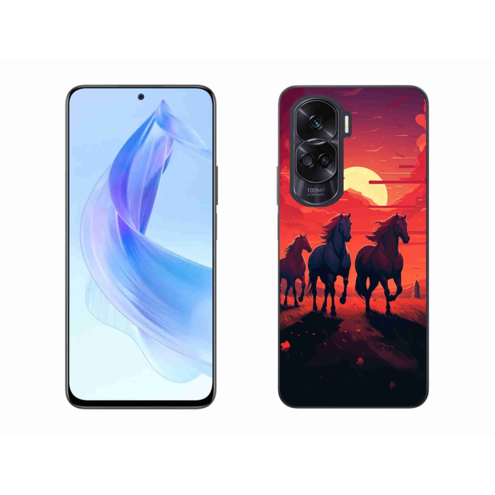 Zselés borítás mmCase a Honor 90 Lite-hoz - lovak és naplemente