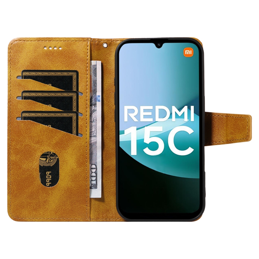 Rácsos könyvtáska Xiaomi Redmi 15C 4G/5G (173mm) - sárga