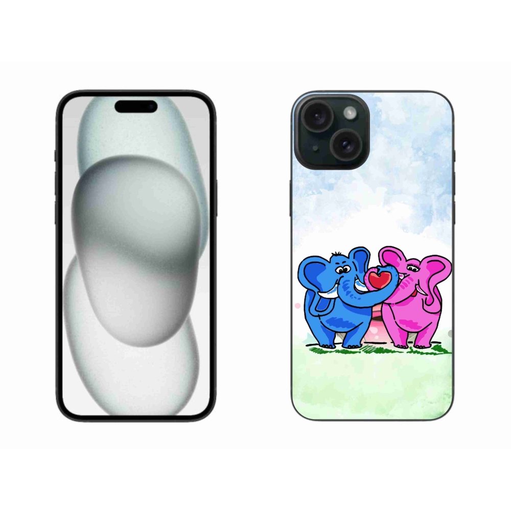 Gél borítás mmCase iPhone 15 Plus készülékhez - szerelmes elefántok