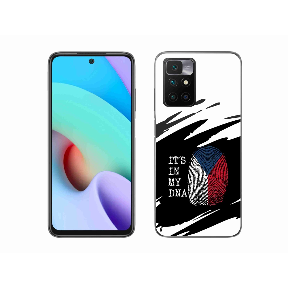 Gél védőhuzat mmCase a Xiaomi Redmi 10/Redmi 10 (2022) - zászlós ujjlenyomat fekete és fehér háttérrel