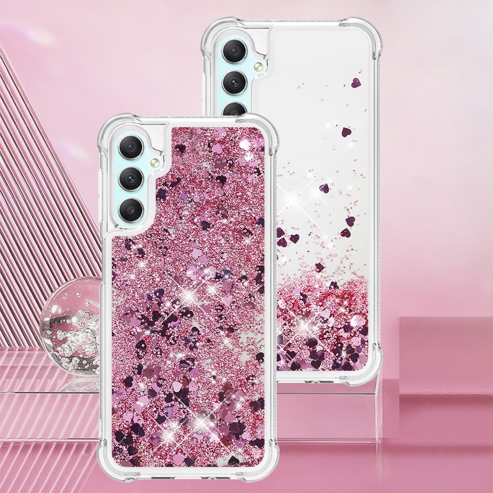 Glitter homokóra zselés tok Samsung Galaxy A24 készülékhez - rózsaarany/szív