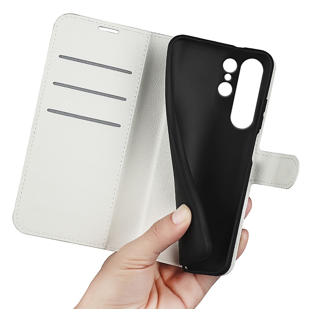 Litchi book tok Samsung Galaxy S24 Ultra készülékhez - fehér