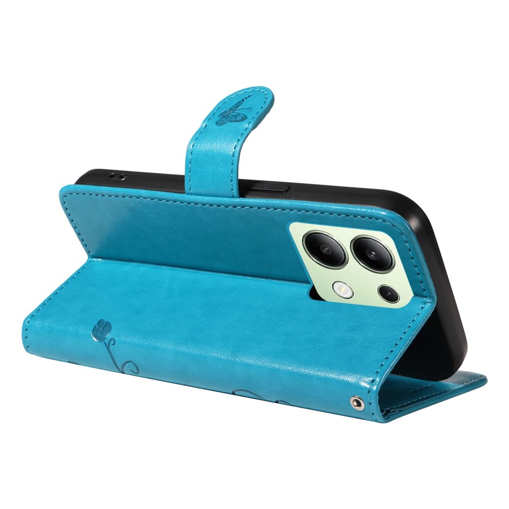 Virágos könyv tok Xiaomi Redmi Note 13-hoz - kék