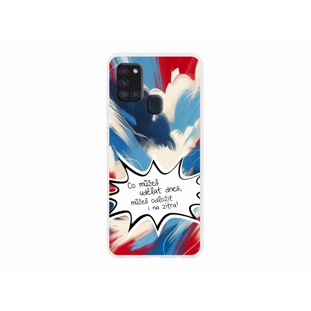 Gél borító mmCase Samsung Galaxy A21s készülékhez - vicces szöveg 9 fehér háttér