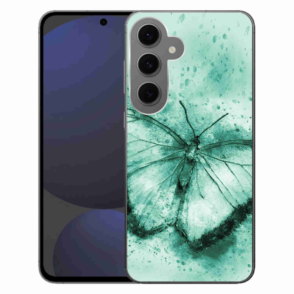 Gél tok mmCase Samsung Galaxy S24 FE készülékhez - zöld pillangó