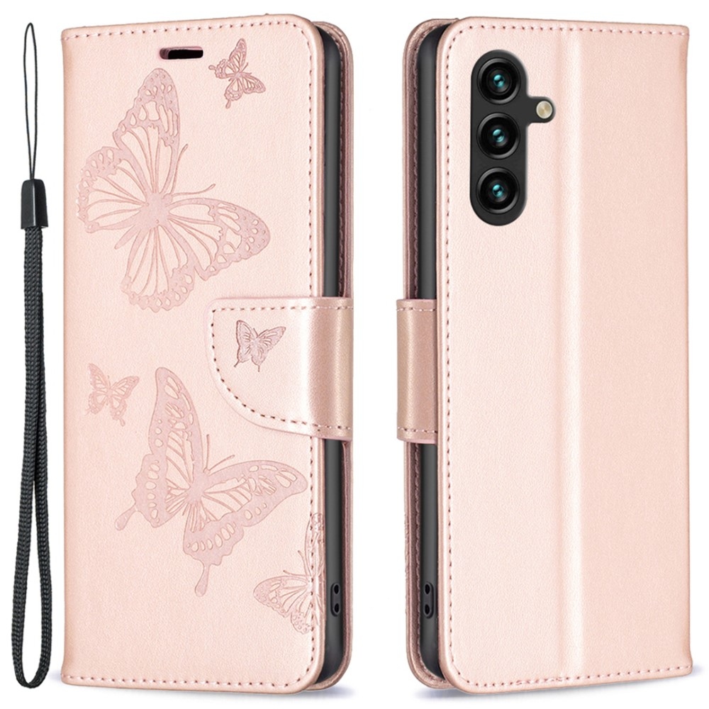 Pillangó könyv tok Samsung Galaxy A15 4G/5G készülékhez - rózsa arany