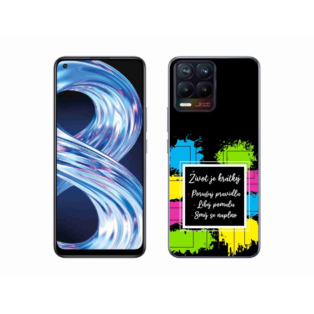 Gél borítás mmCase a Realme 8 4G-n - Idézet 5 fekete háttér