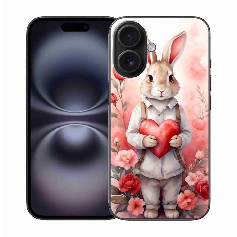 Gél borítás mmCase iPhone 16 készülékhez - nyúl szívvel