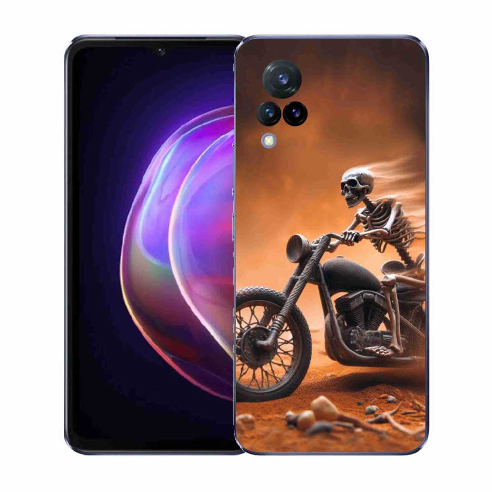 Gél borító mmCase a Vivo V21 4G/5G-hez - csontváz a motorkerékpáron