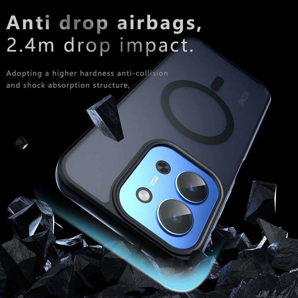 Matte zselés tok MagSafe tok a Xiaomi Redmi 15C 4G/5G (173mm) - fekete