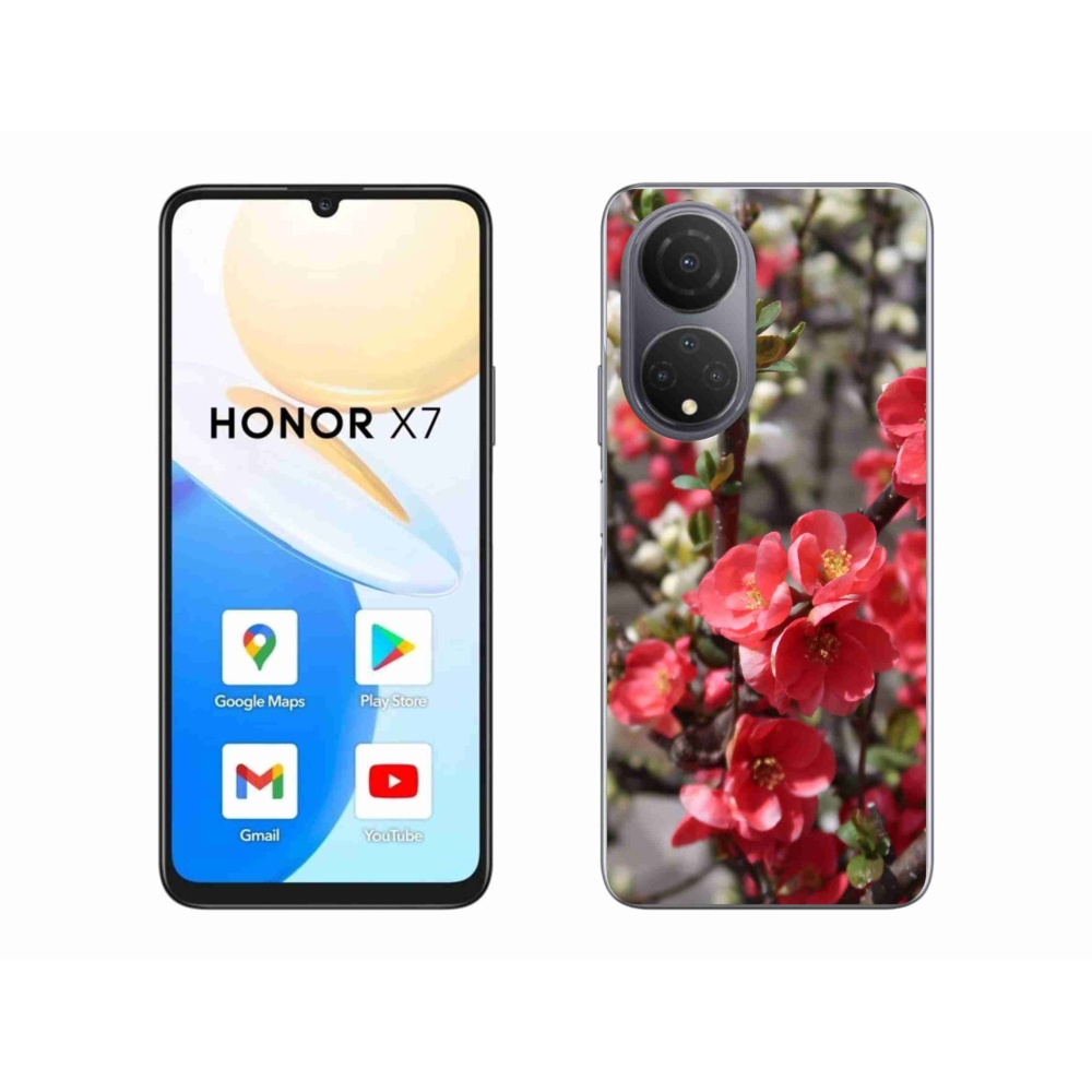 Zselés borítás mmCase a Honor X7-hez - piros virágok