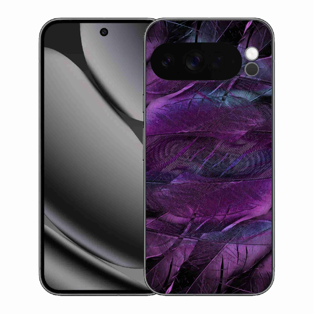 Zselés borítás mmCase a Google Pixel 10 Pro XL-hez - lila tollakkal