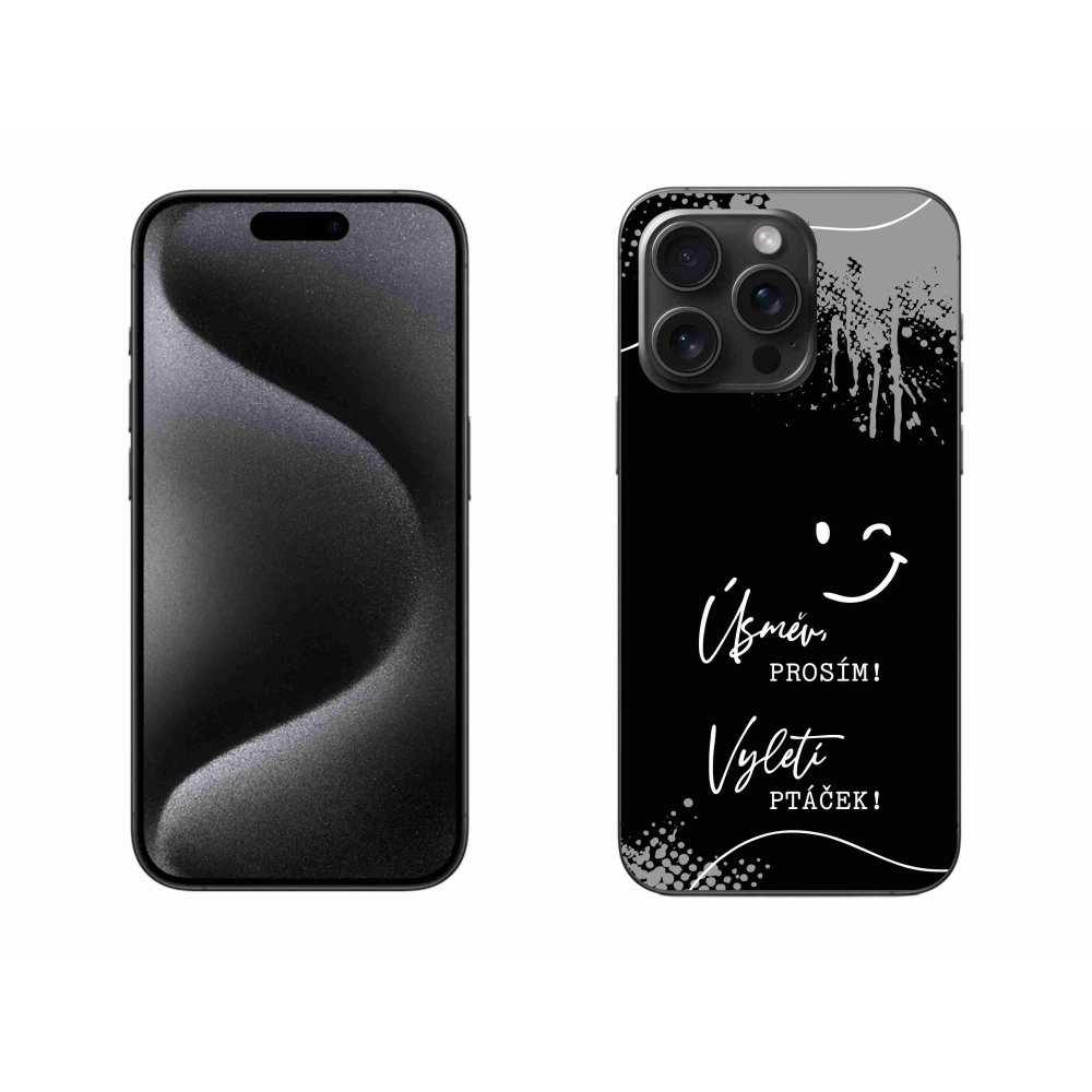 Gél borítás mmCase iPhone 15 Pro Max készülékhez - vicces szöveg 4 fekete háttér