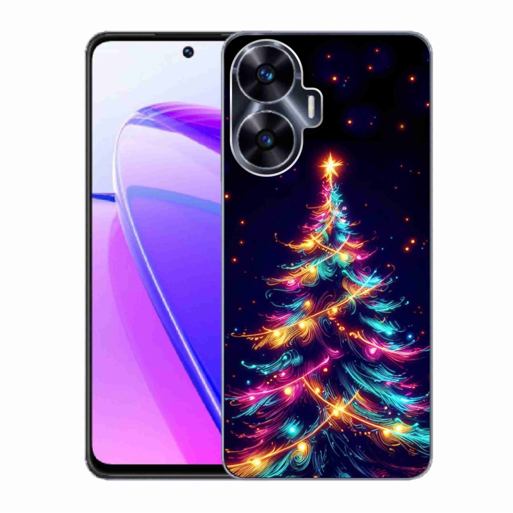 Gél borítás mmCase a Realme C55 készülékhez - neon karácsonyfa