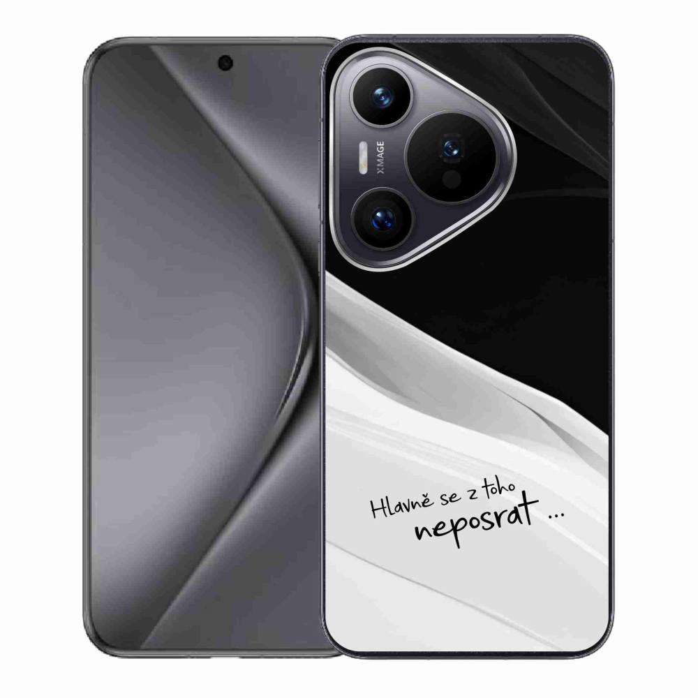 Gél borító mmCase a Huawei Pura 70 készülékhez - vicces szöveg 13 fehér és fekete háttérrel