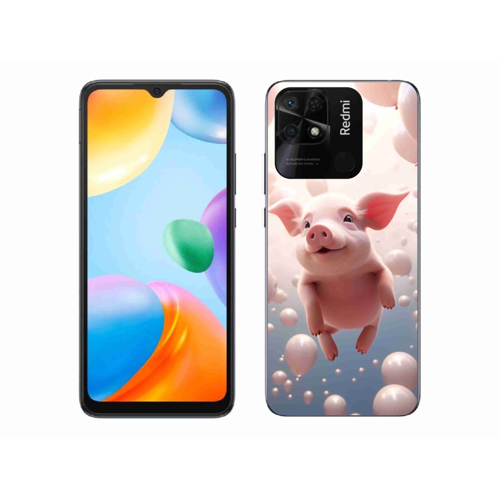 Gél borító mmCase a Xiaomi Redmi 10C-hez - malac lufikkal