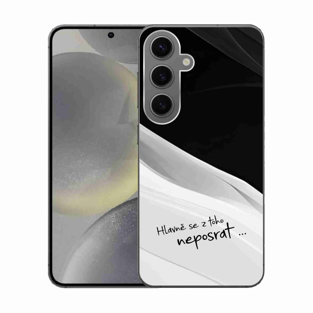 Gél borító mmCase Samsung Galaxy S24 készülékhez - vicces szöveg 13 fehér és fekete háttérrel