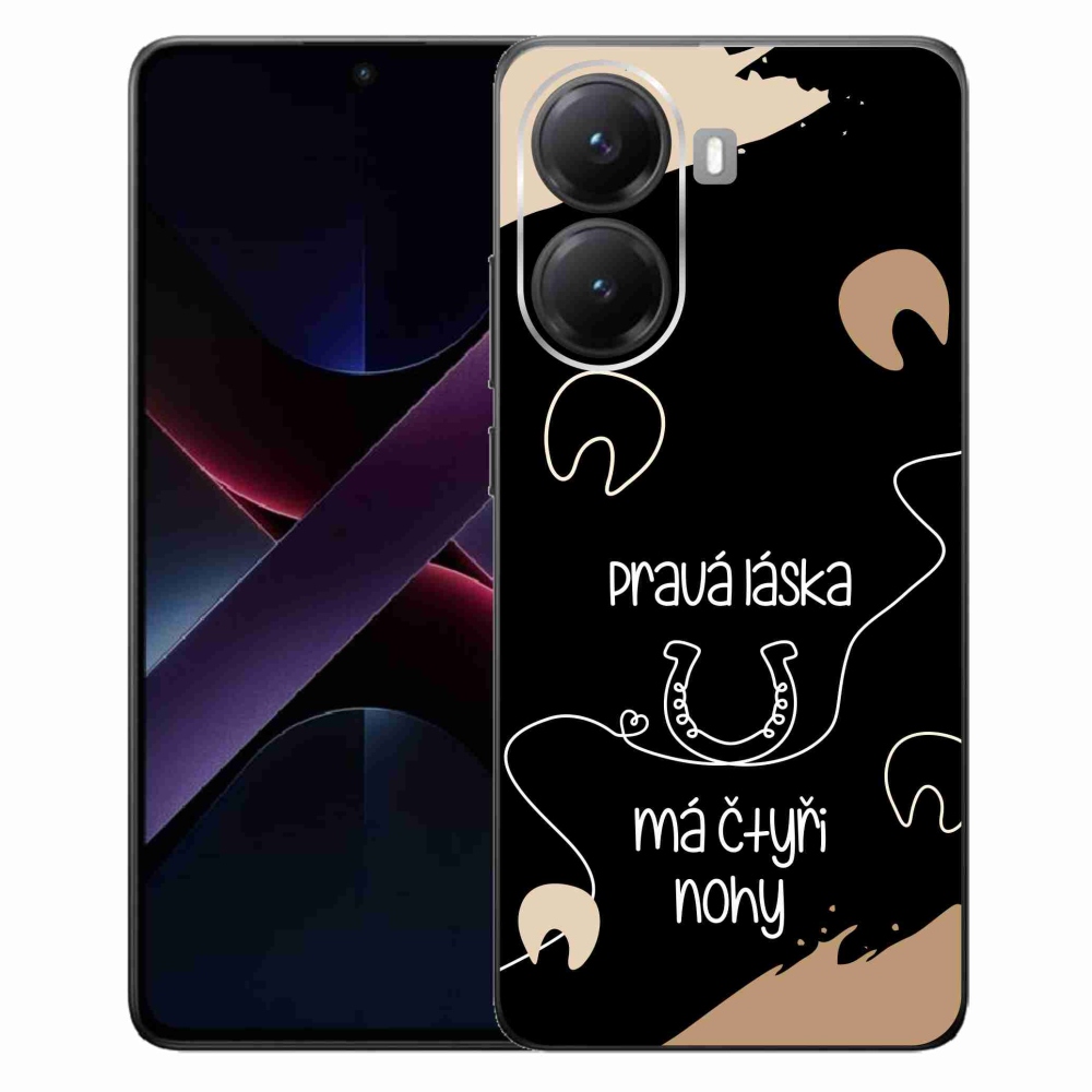 Gél borítás mmCase a Xiaomi Poco X7 Pro 5G számára - ló motívum fekete háttérrel