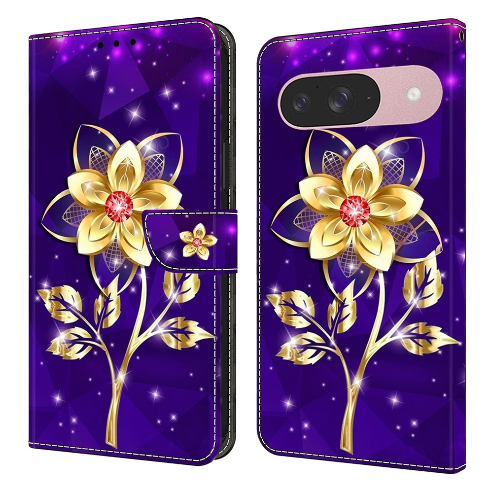 Sima könyves tok Google Pixel 10 Pro/Pixel 10 - arany virág